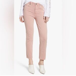 PAIGE Blush Pink Hoxton Straight Ankle Raw Hem Jeans Size 28